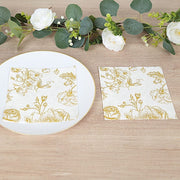 50 Paper 2-Ply Dinner Napkins in French Toile Floral Pattern