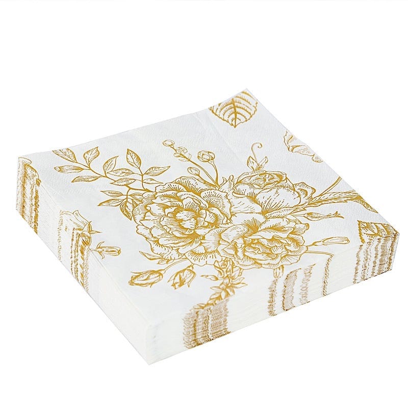 50 Paper 2-Ply Dinner Napkins in French Toile Floral Pattern