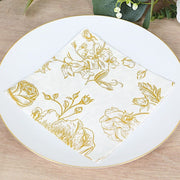 50 Paper 2-Ply Dinner Napkins in French Toile Floral Pattern