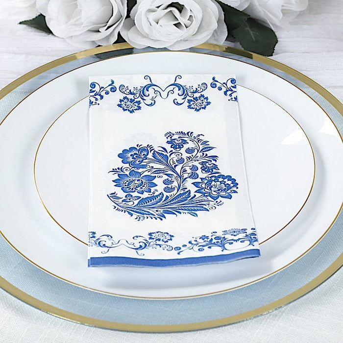 50 Paper Cocktail Napkins in French Toile Floral Pattern