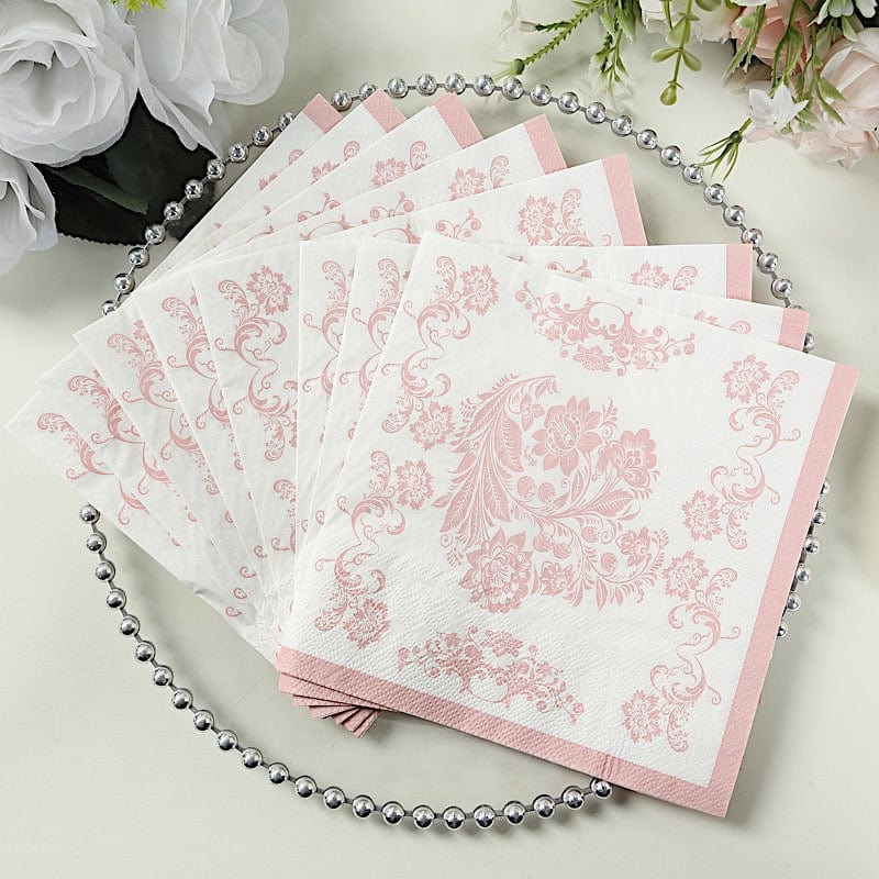 50 Paper Cocktail Napkins in French Toile Floral Pattern