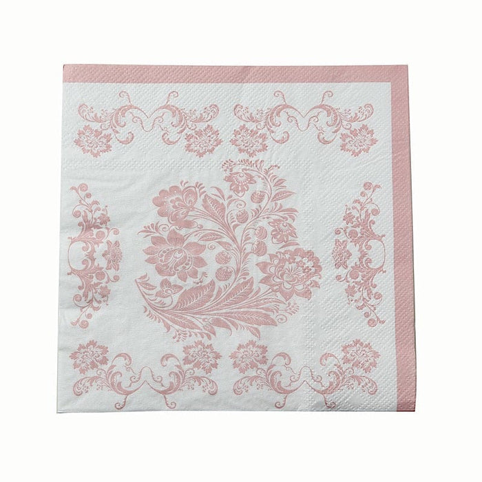 50 Paper Cocktail Napkins in French Toile Floral Pattern NAP_BEV26_PINK