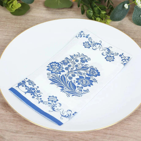 50 Paper Dinner Napkins in French Toile Floral Pattern - White