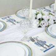 50 Paper Dinner Napkins in French Toile Floral Pattern - White