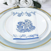 50 Paper Dinner Napkins in French Toile Floral Pattern - White