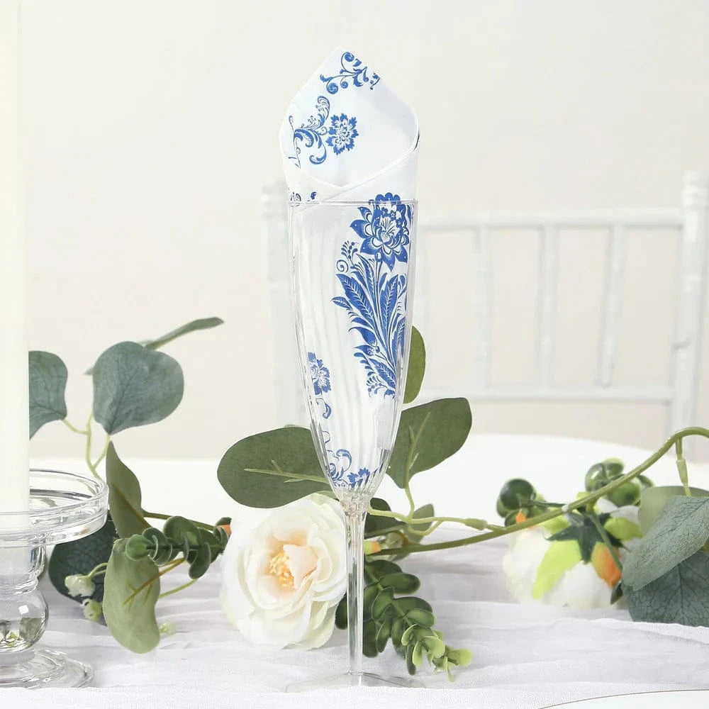 50 Paper Dinner Napkins in French Toile Floral Pattern - White