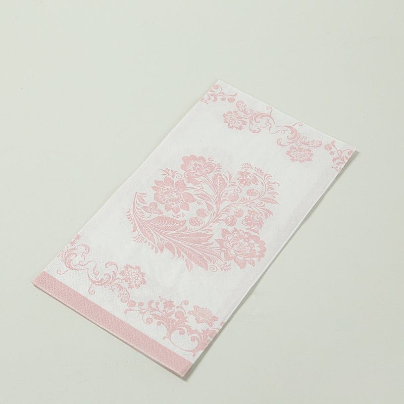 50 Paper Dinner Napkins in French Toile Floral Pattern - White and Pink NAP_DIN26_PINK