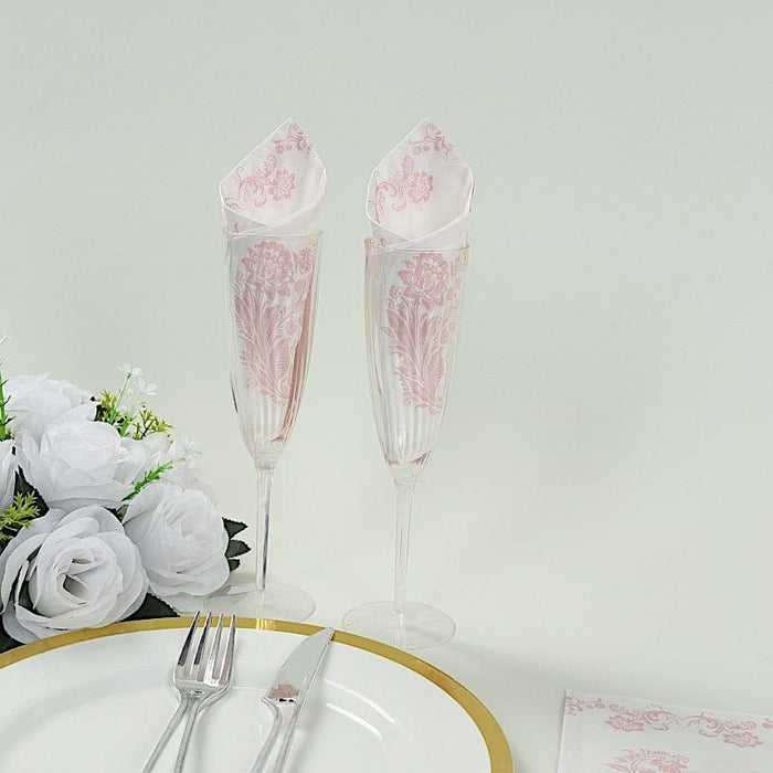 50 Paper Dinner Napkins in French Toile Floral Pattern - White and Pink NAP_DIN26_PINK