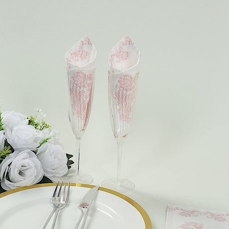 50 Paper Dinner Napkins in French Toile Floral Pattern - White and Pink NAP_DIN26_PINK