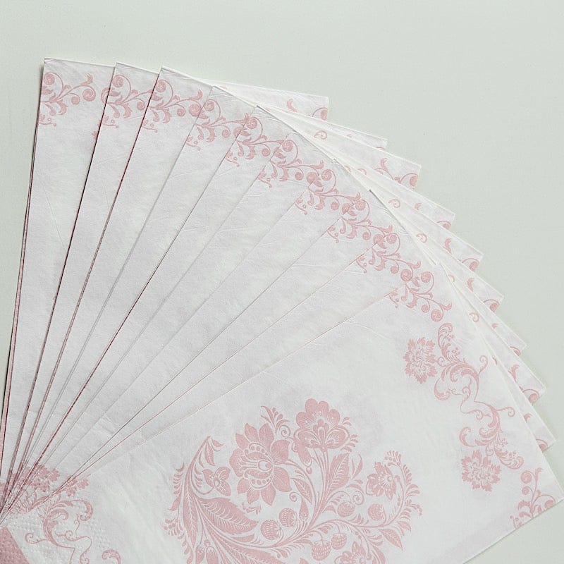 50 Paper Dinner Napkins in French Toile Floral Pattern - White and Pink NAP_DIN26_PINK