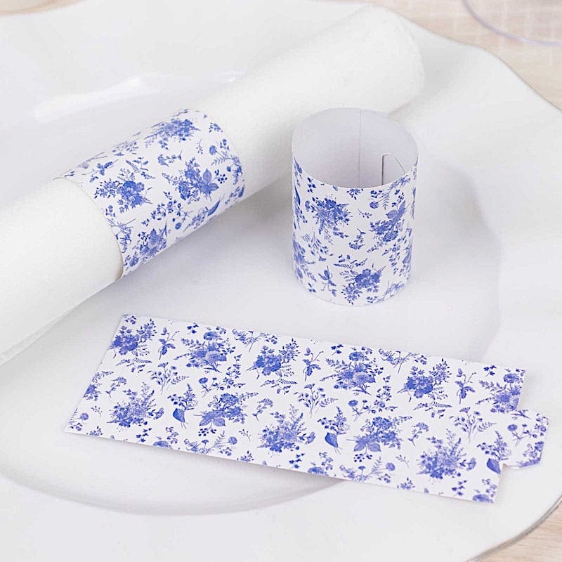 50 Paper Napkin Rings Floral Print