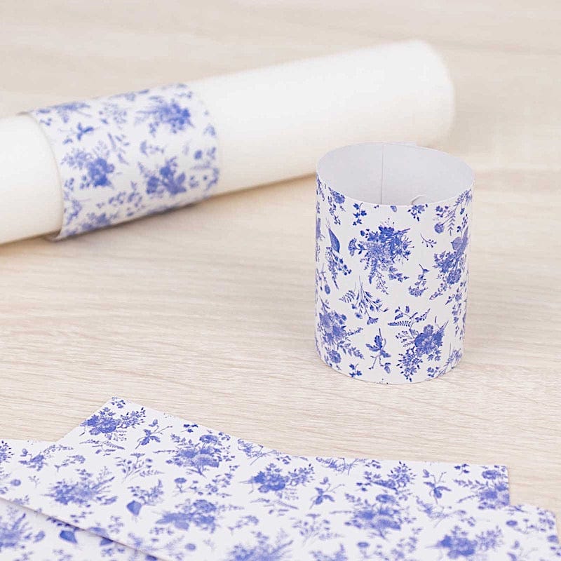 50 Paper Napkin Rings Floral Print