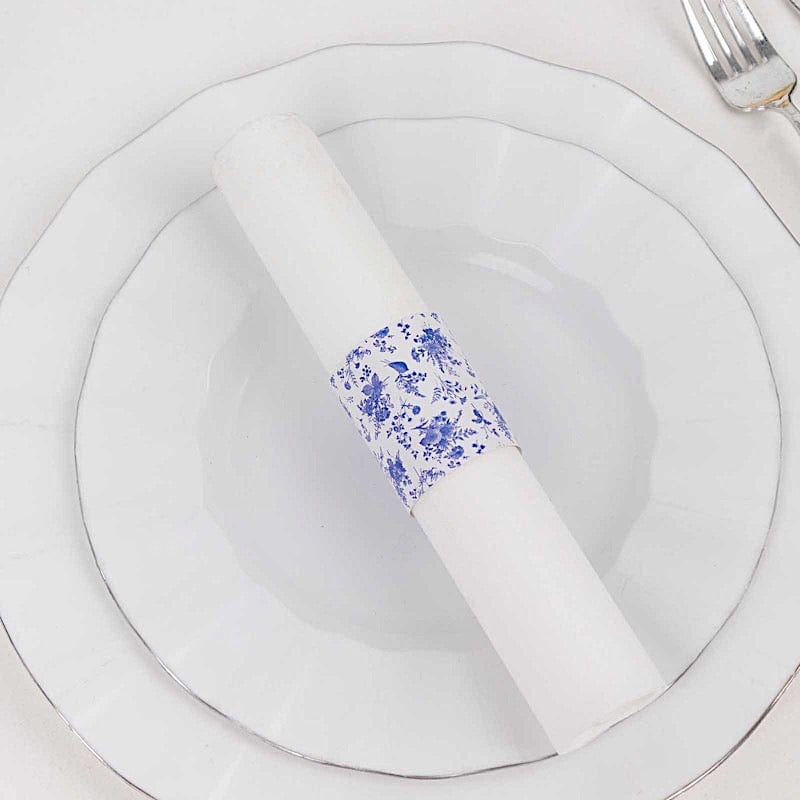 50 Paper Napkin Rings Floral Print