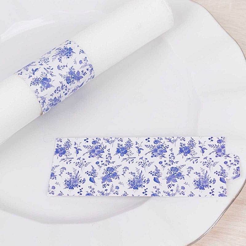 50 Paper Napkin Rings Floral Print