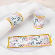 50 Paper Napkin Rings Floral Print