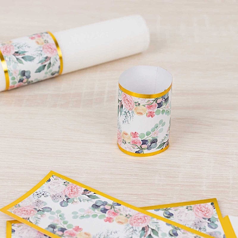 50 Paper Napkin Rings Floral Print