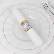 50 Paper Napkin Rings Floral Print