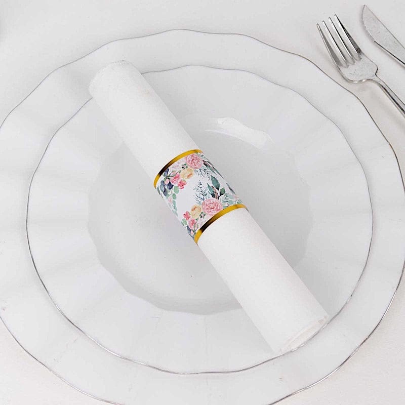 50 Paper Napkin Rings Floral Print