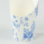50 Paper Popcorn Box Cone Cups with French Toile Floral Pattern- White and Blue DSP_PPBO_002_14_FLOR_BLUE