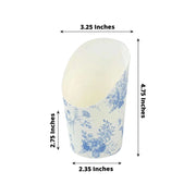 50 Paper Popcorn Box Cone Cups with French Toile Floral Pattern- White and Blue DSP_PPBO_002_14_FLOR_BLUE