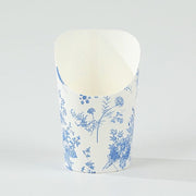 50 Paper Popcorn Box Cone Cups with French Toile Floral Pattern- White and Blue DSP_PPBO_002_14_FLOR_BLUE