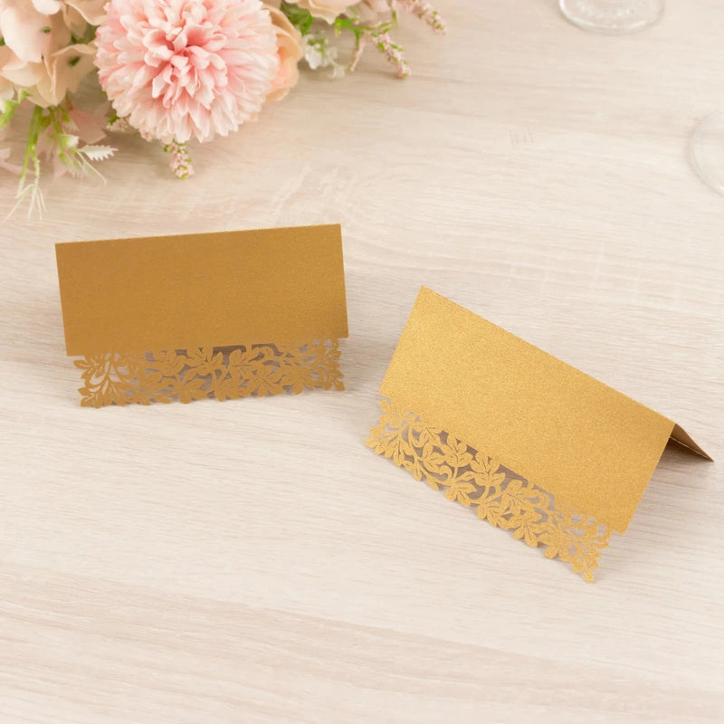 50 Paper Table Name Place Cards with Laser Cut Leaf Vine Design