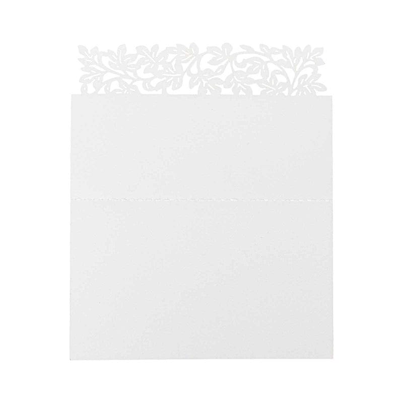 50 Paper Table Name Place Cards with Laser Cut Leaf Vine Design - White CARD_PAP02_2X4_WHT