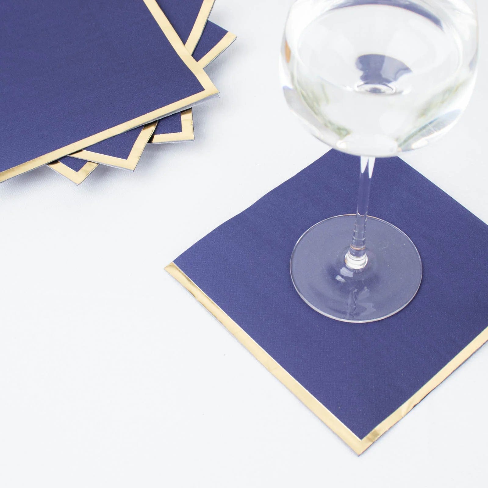 50 Pastel 2 Ply Dinner Cocktail Paper Napkins with Gold Rim