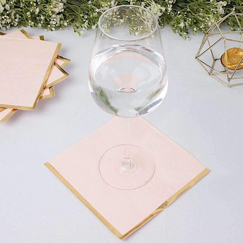 50 Pastel 2 Ply Dinner Cocktail Paper Napkins with Gold Rim