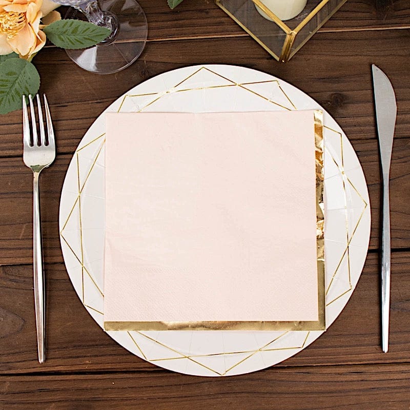 50 Pastel 2 Ply Dinner Cocktail Paper Napkins with Gold Rim