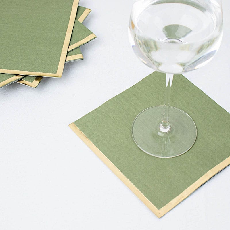 50 Pastel 2 Ply Dinner Cocktail Paper Napkins with Gold Rim