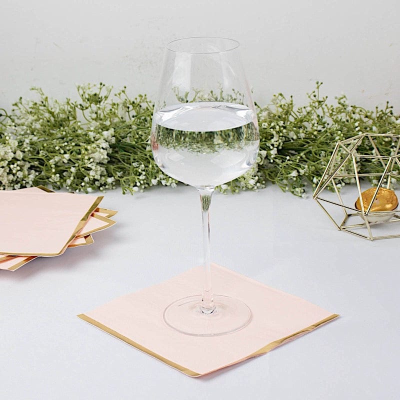 50 Pastel 2 Ply Dinner Cocktail Paper Napkins with Gold Rim