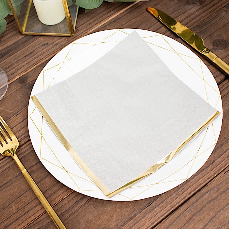 50 Pastel 2 Ply Dinner Cocktail Paper Napkins with Gold Rim