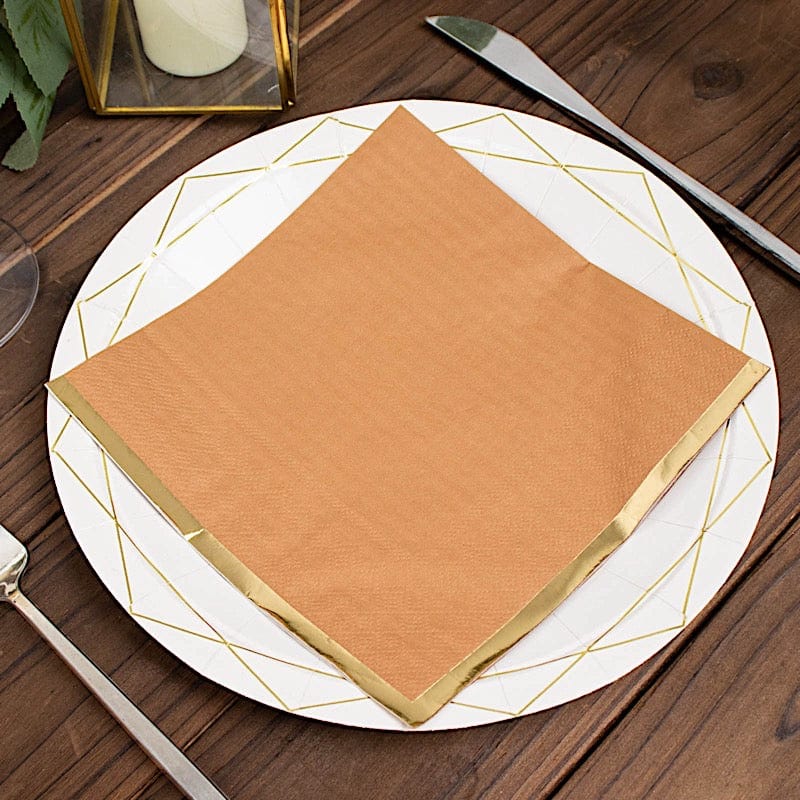 50 Pastel 2 Ply Dinner Cocktail Paper Napkins with Gold Rim