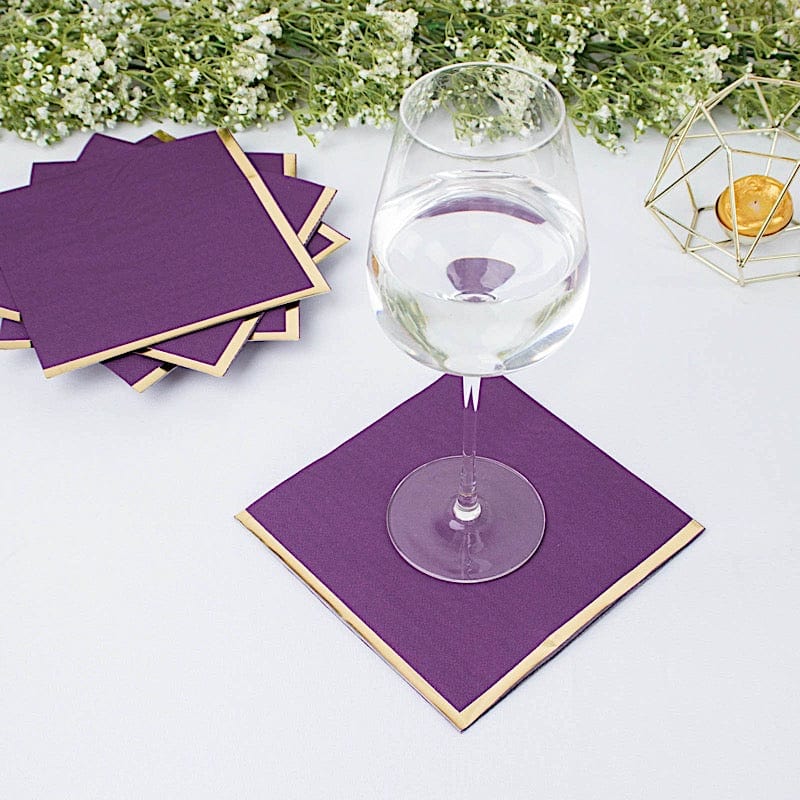 50 Pastel 2 Ply Dinner Cocktail Paper Napkins with Gold Rim