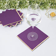 50 Pastel 2 Ply Dinner Cocktail Paper Napkins with Gold Rim