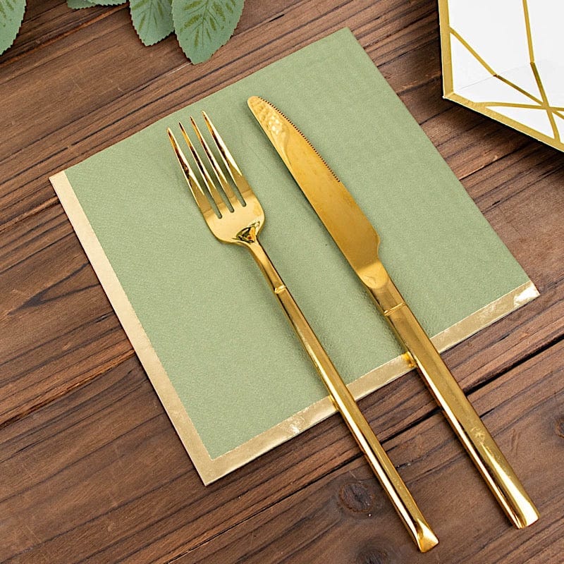 50 Pastel 2 Ply Dinner Cocktail Paper Napkins with Gold Rim