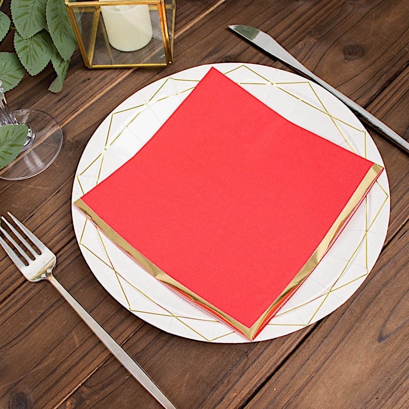 50 Pastel 2 Ply Dinner Cocktail Paper Napkins with Gold Rim