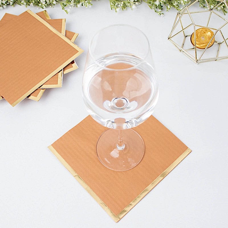 50 Pastel 2 Ply Dinner Cocktail Paper Napkins with Gold Rim