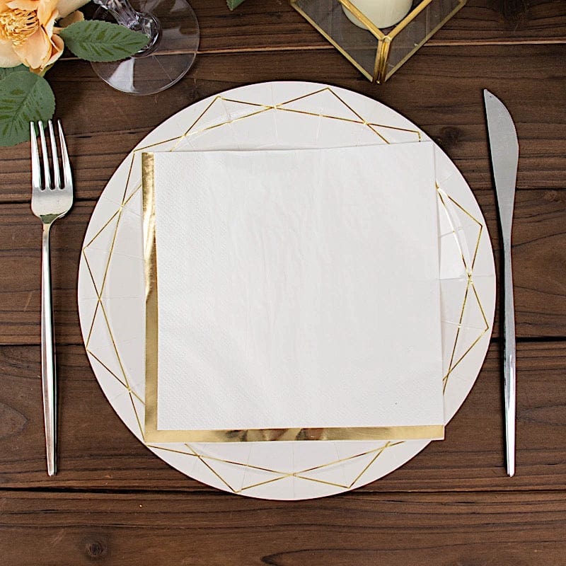 50 Pastel 2 Ply Dinner Cocktail Paper Napkins with Gold Rim