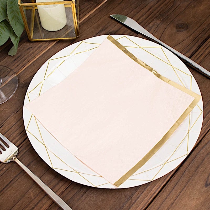 50 Pastel 2 Ply Dinner Cocktail Paper Napkins with Gold Rim