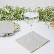 50 Pastel 2 Ply Dinner Cocktail Paper Napkins with Gold Rim
