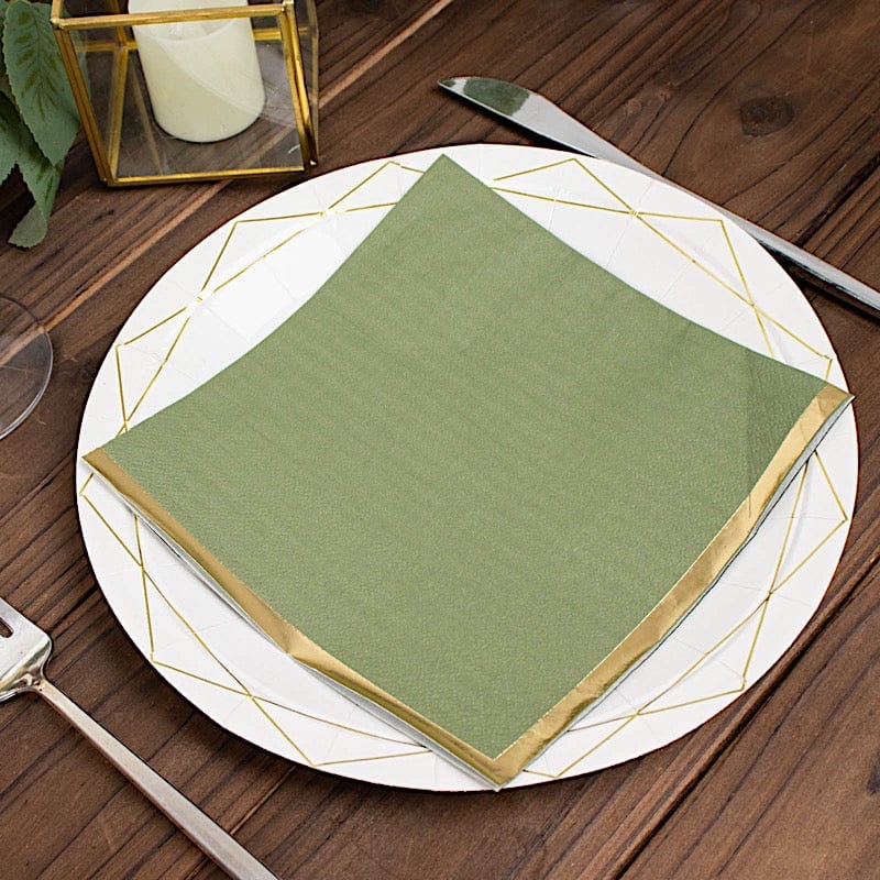 50 Pastel 2 Ply Dinner Cocktail Paper Napkins with Gold Rim