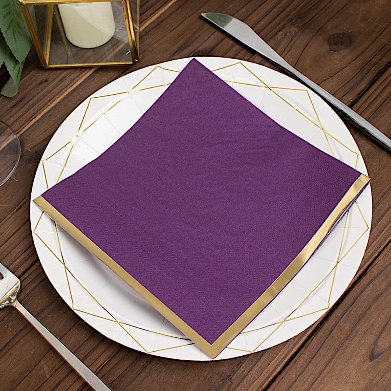 50 Pastel 2 Ply Dinner Cocktail Paper Napkins with Gold Rim