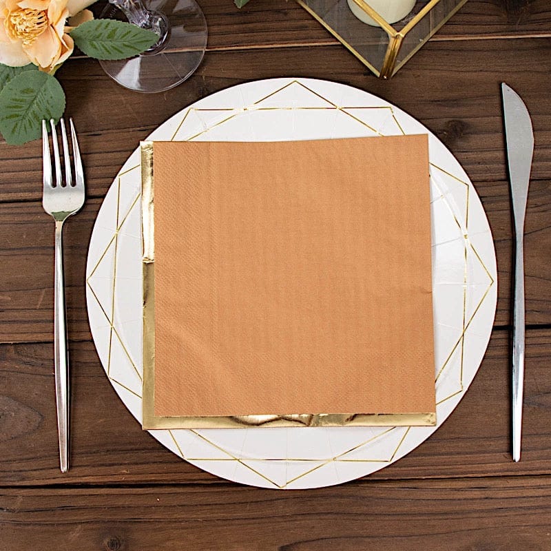 50 Pastel 2 Ply Dinner Cocktail Paper Napkins with Gold Rim