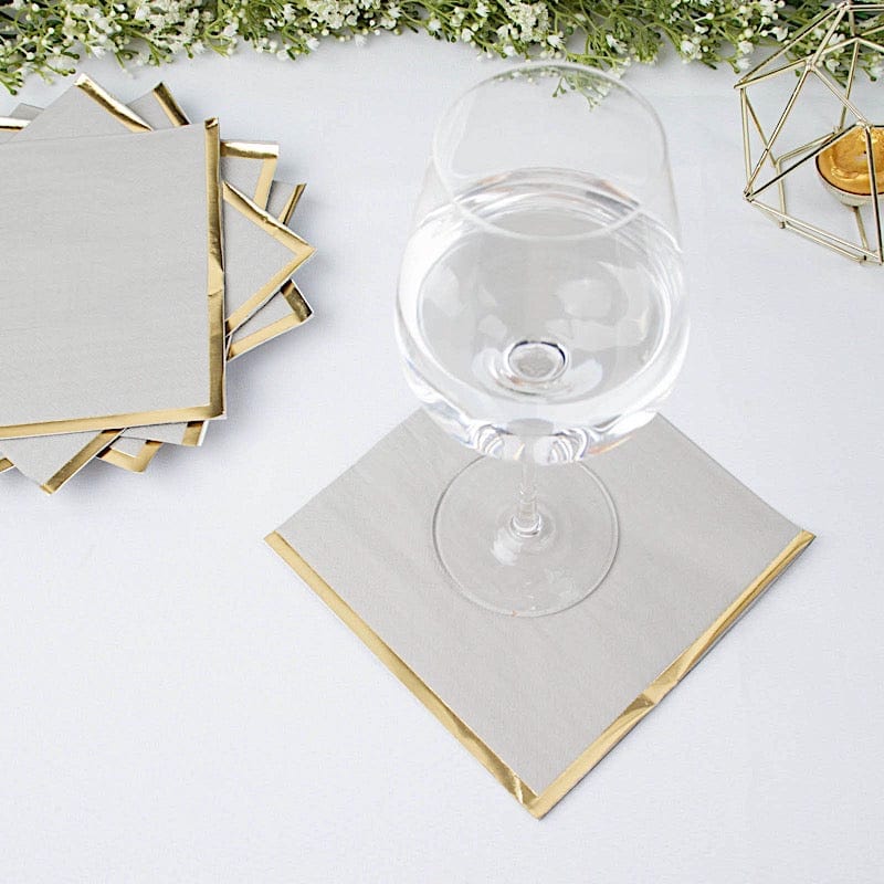 50 Pastel 2 Ply Dinner Cocktail Paper Napkins with Gold Rim