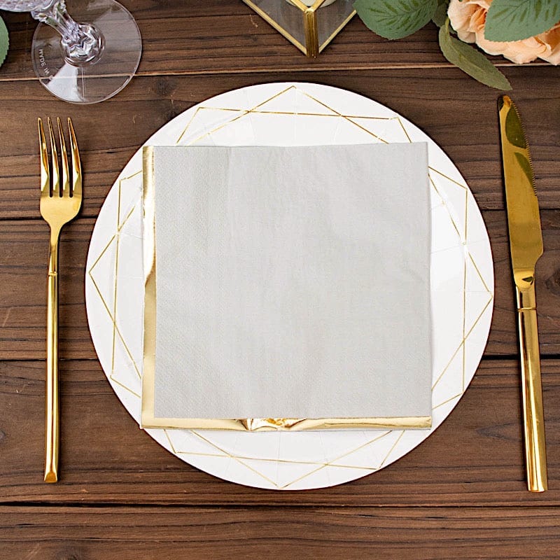 50 Pastel 2 Ply Dinner Cocktail Paper Napkins with Gold Rim