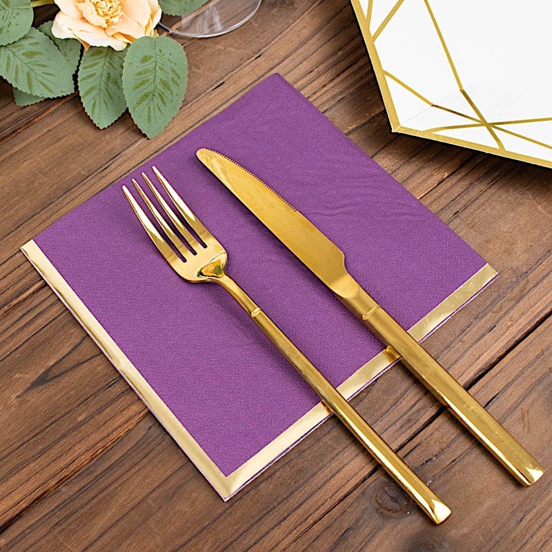 50 Pastel 2 Ply Dinner Cocktail Paper Napkins with Gold Rim