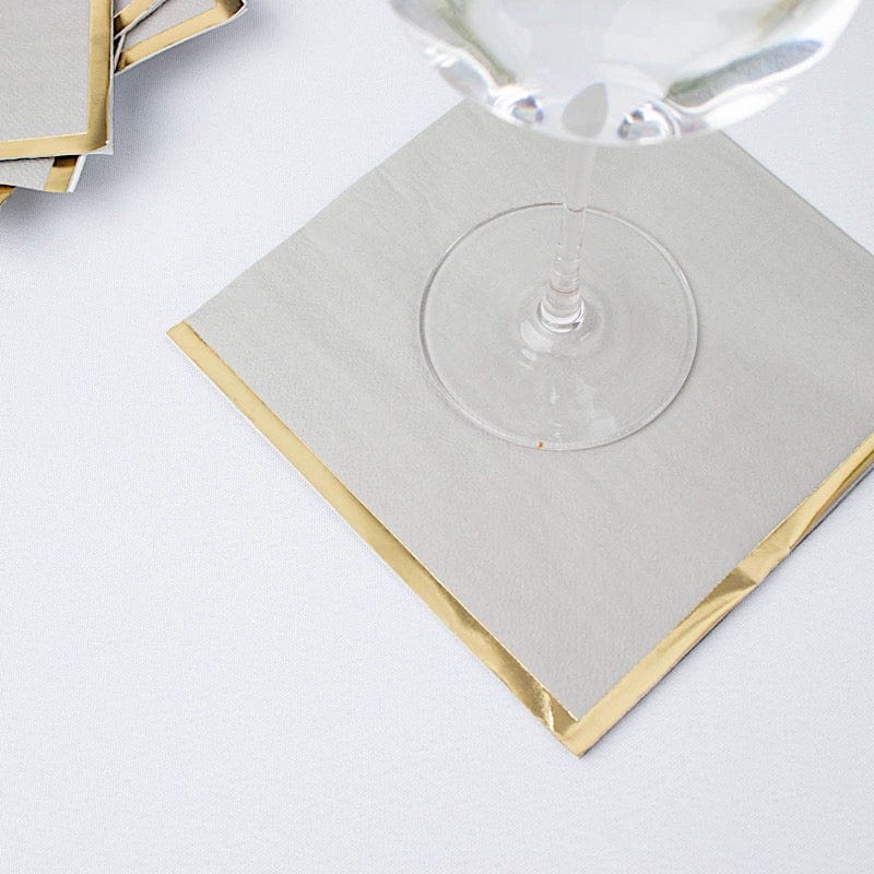 50 Pastel 2 Ply Dinner Cocktail Paper Napkins with Gold Rim