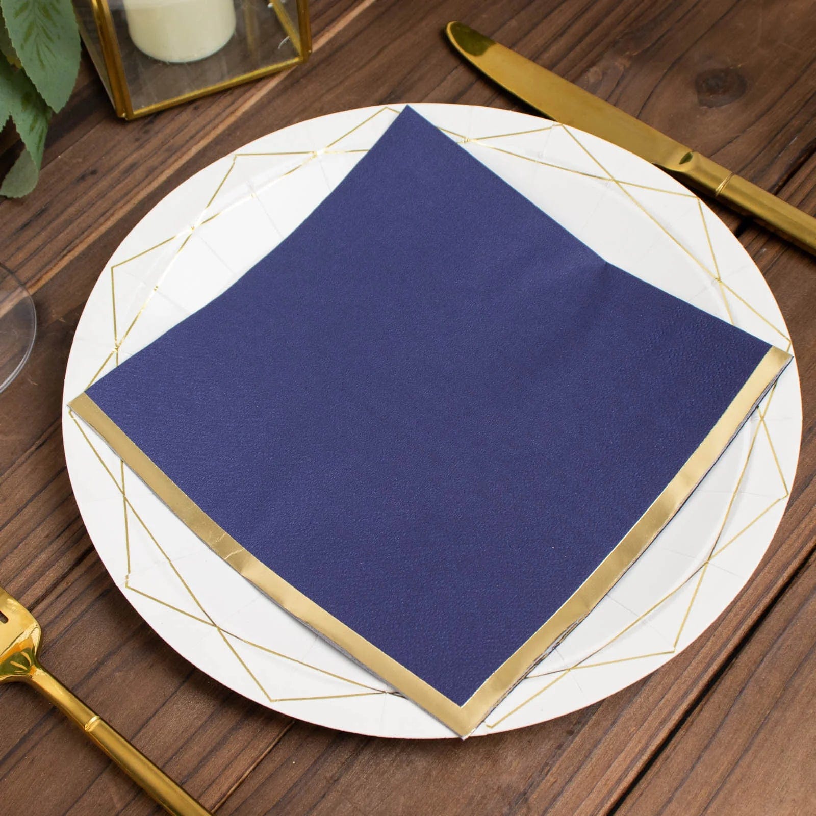 50 Pastel 2 Ply Dinner Cocktail Paper Napkins with Gold Rim